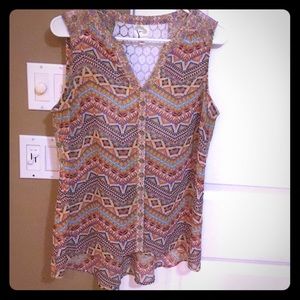 Pattered Sleeveless Blouse